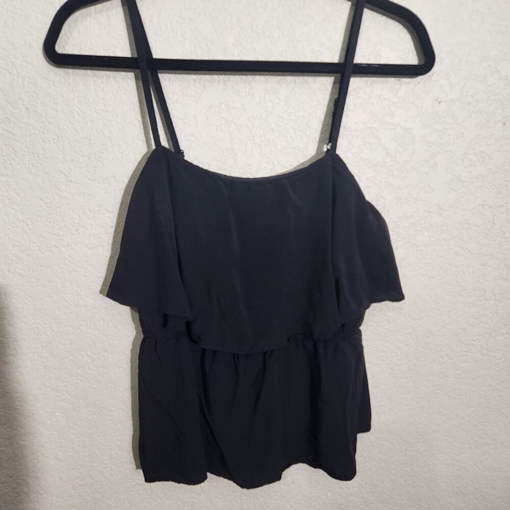 Old Navy Camisole Womens Small Top Black Sleeveless Ruffle Milkmaid
